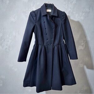Red Valentino Black Wool Coat Dress Fit Flare Vintage Y2K Double Breasted Small